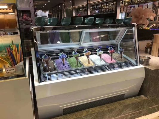 CE Stainless Steel Ice Cream Showcase Freezer Air Cooling