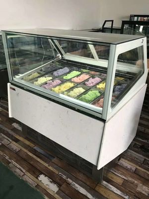 CE Stainless Steel Ice Cream Showcase Freezer Air Cooling