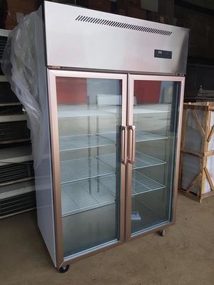 Commercial Glass Door Refrigerator Stainless Steel Upright Display Freezer