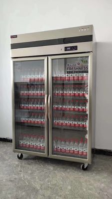 Commercial Glass Door Refrigerator Stainless Steel Upright Display Freezer