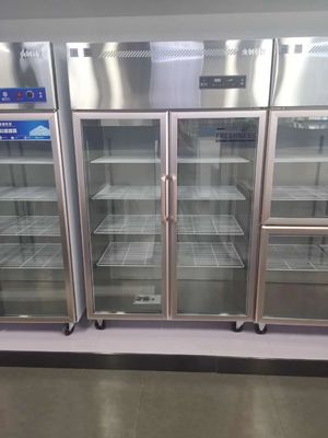 Commercial Glass Door Refrigerator Stainless Steel Upright Display Freezer