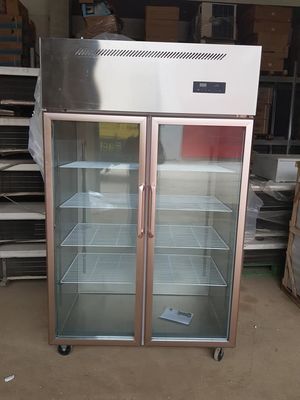 Double door large capacity commercial glass door stainless steel reefer freezer