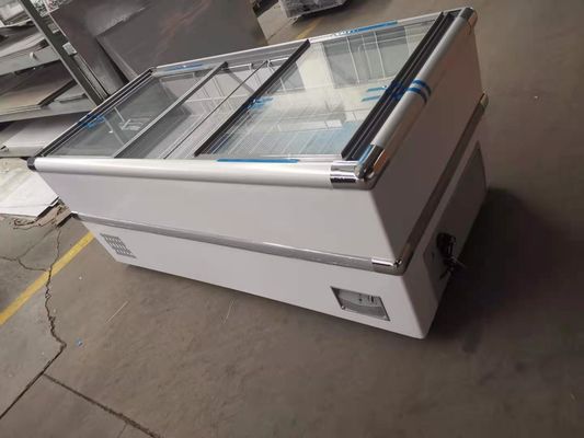 Stainless steel material made of glass sliding door refrigerated refrigerated preservation island cabinet