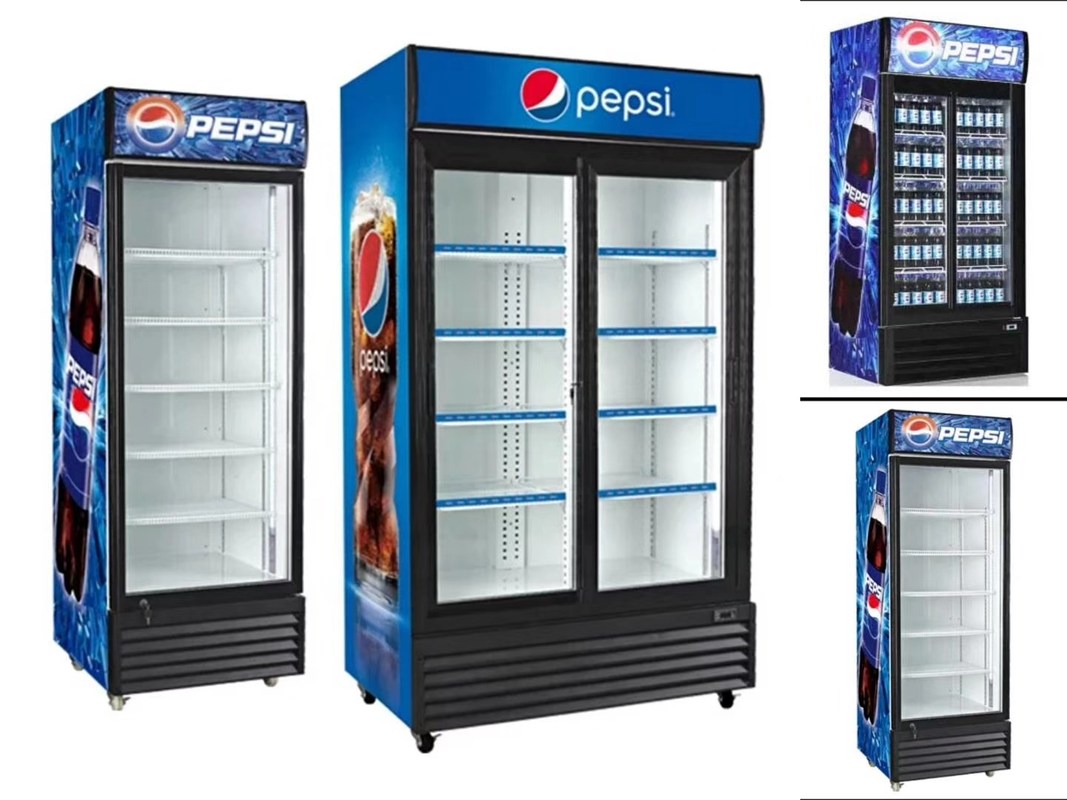 Commercial Double Glazed Glass Door Freezer Direct Cooling For Family Supermarket