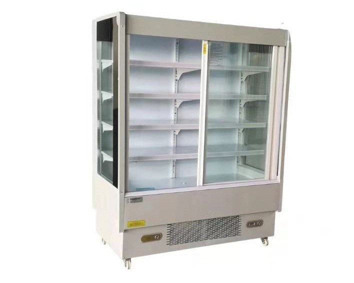 Fruit Vegetable Shop Preservation Display Cabinet Commercial With Door Curtain